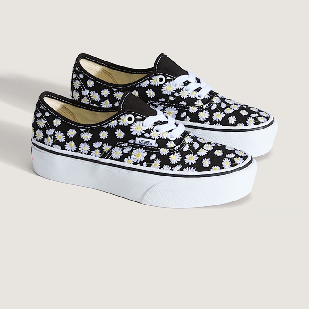 Vans Black Daisy Print Sneakers